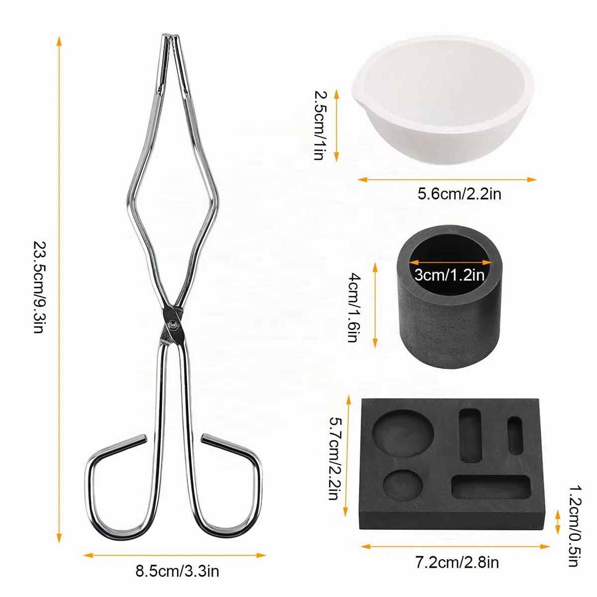 4 Piezas Juego de Horno para Fundir Oro, Resistente y Fácil de Usar, Juego de Horno para Fundir Oro, Amplia Gama de Aplicaciones, Juego para Fundir Oro, para Oro, Plata, Fusión de Aleaciones (negro)
