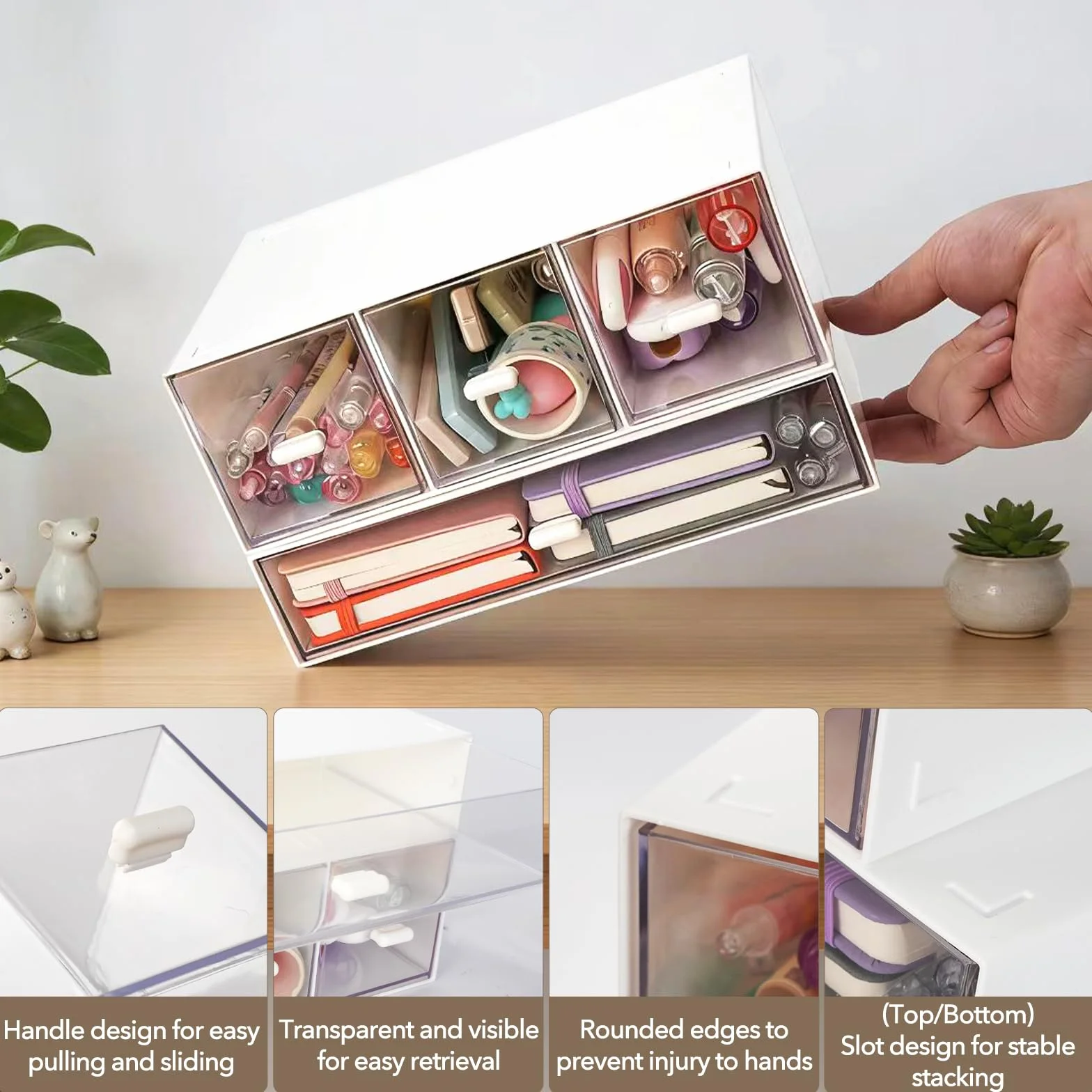 2 cajas de almacenamiento para bolsas de té, cajas de té de plástico para bolsas de té, cajones apilables, organizadores de cocina, cajas de bolsas de té para café, azúcar, especias