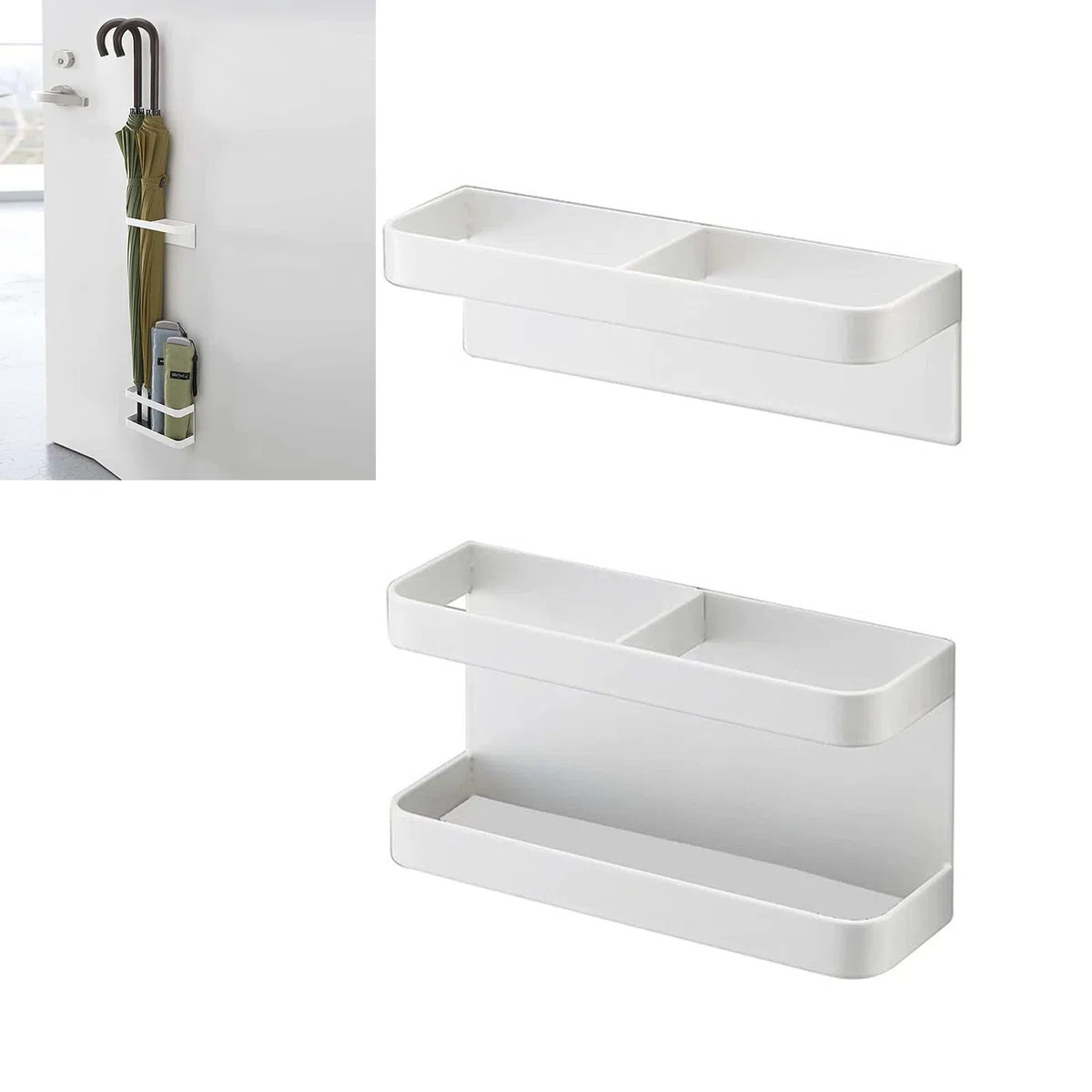 Soporte de soporte para paraguas de Kukyller, rejilla de almacenamiento de soporte de paraguas montada en la pared, sin golpes, estante de almacenamiento desmontable para la (Elegant White)