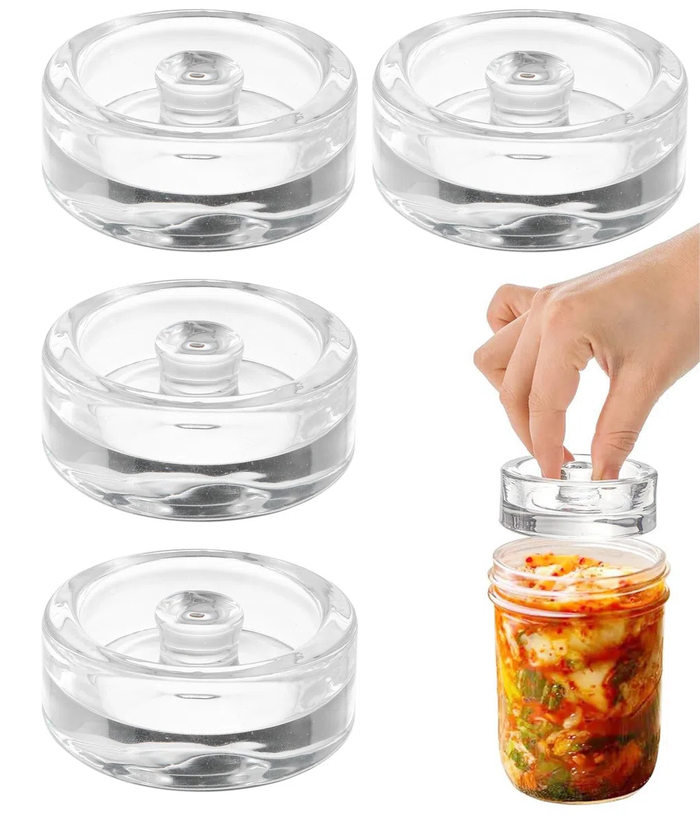 4 Piezas Pesos de Fermentación de 7 cm de Diámetro, Pesos de Vidrio de Fermentación Piedras de Pesaje para Fermentar para Chucrut Kimchi Kéfir Encurtidos Pepinos