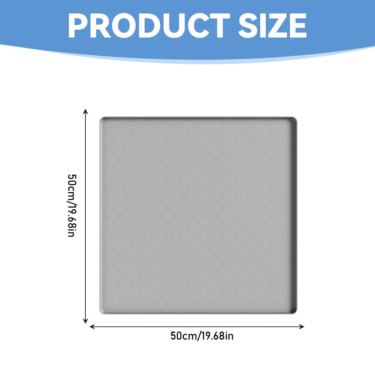 Alfombrilla de silicona para frigorífico, con borde elevado, alfombrilla para frigorífico, antibacteriana, para lavadoras, alfombrilla de silicona para fridge, 50 x 50 cm, bandeja de goteo