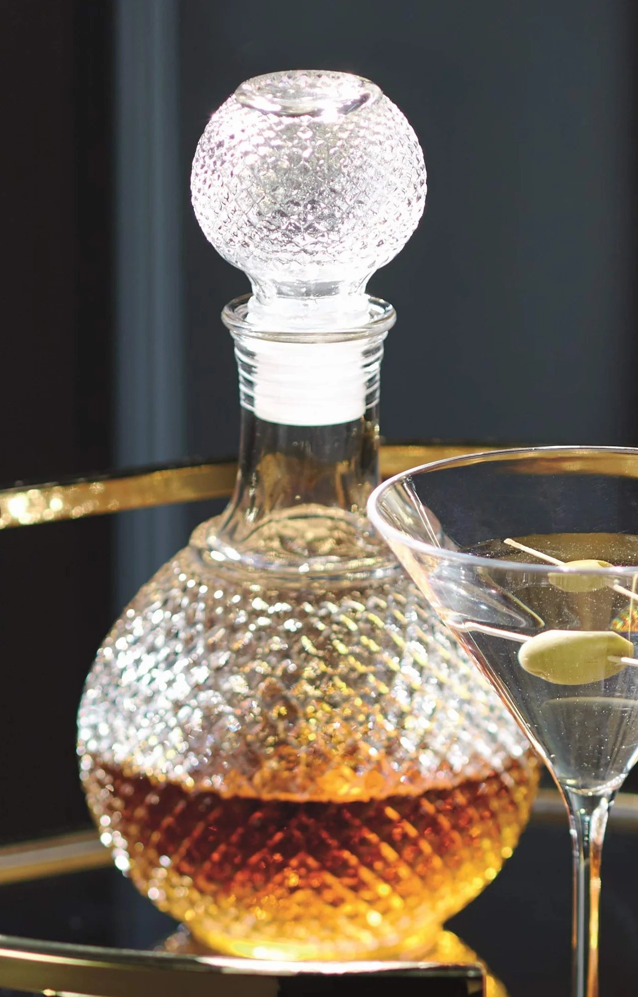 BarCraft Decantador de Whisky y Marcas, Cristal Tallado, Tapón con Sello de Silicona, 1L