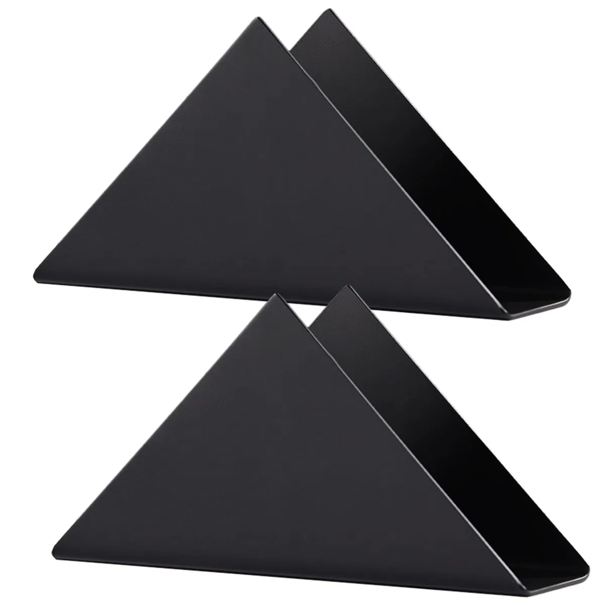 FAELNK 2 Pcs Servilletero Metal de Acero Inoxidable Vertical Negro Triangular para Encimeras Cocina Mesa Comedor Salón (Negro)
