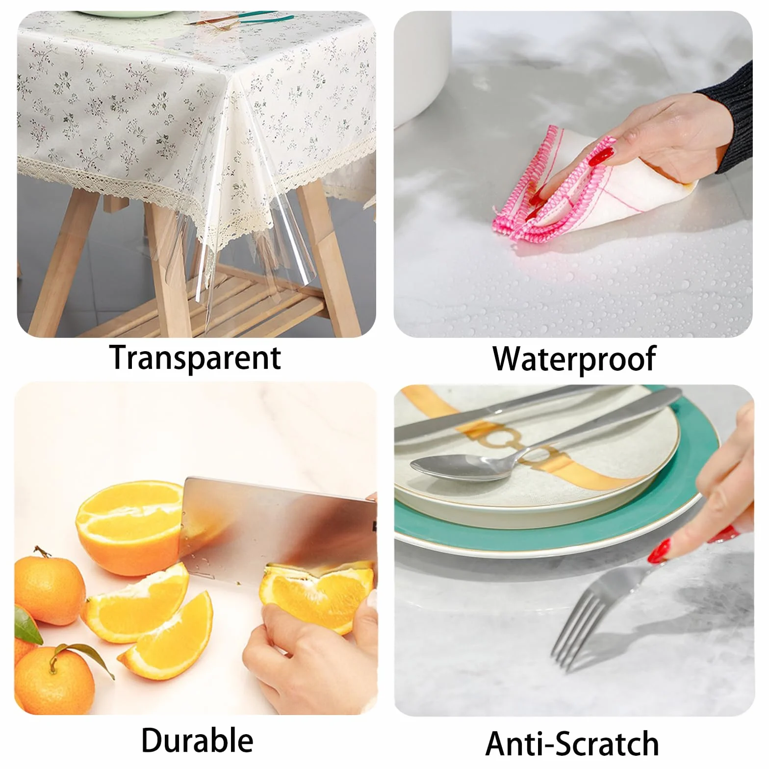 Mantel PVC Transparente, 80x160CM Mantel Transparente Mesa Rectangular, Mantel PVC Transparente, Mantel Plastico Transparente, Protector de Mesa Cocina, Lavable, Impermeable y Antibacteriano