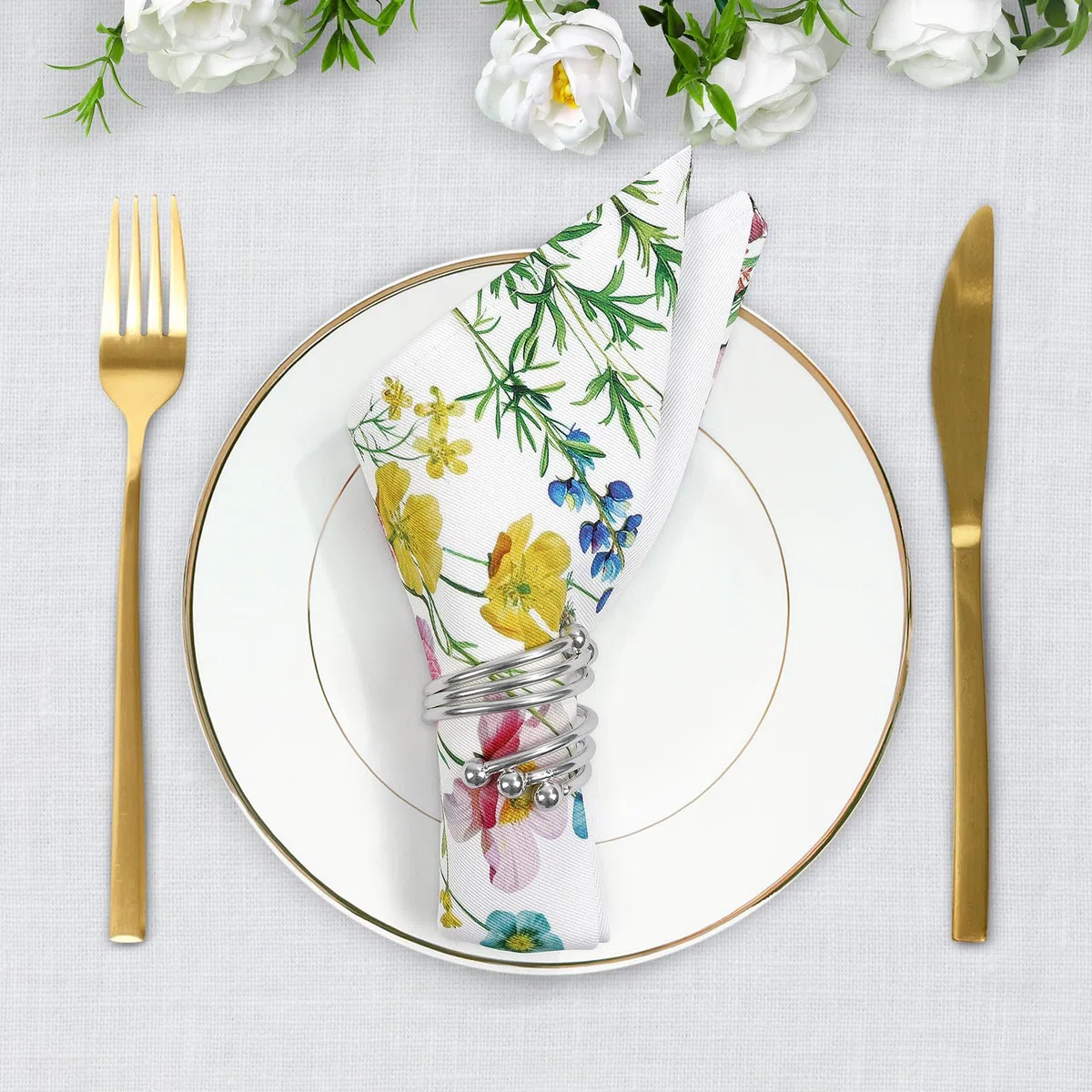 Servilletas de Flores Silvestres Tela de Cocina, Servilletas de 6 de Tela 100% Algodón Suaves Cómodas Lavables Reutilizables Servilletas de Mesa para Cenas Familiares, Cócteles, Bodas