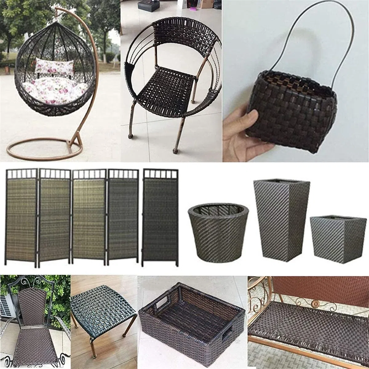 Tejido de ratán sintético Reparación de ratán sintético, reparación de ratán Tejido de plástico de 5mm y 500g para Muebles DIY, Cesta de Almacenamiento para Mesa y Silla