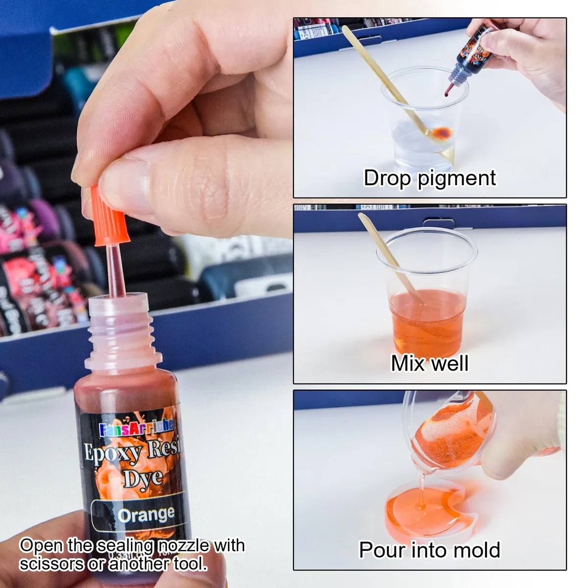 FansArriche Tinte Resina Epoxi 28 Colores, Pigmento para la fabricación de Joyas de Bricolaje, colorantes para Manualidades (10 ml Cada uno)