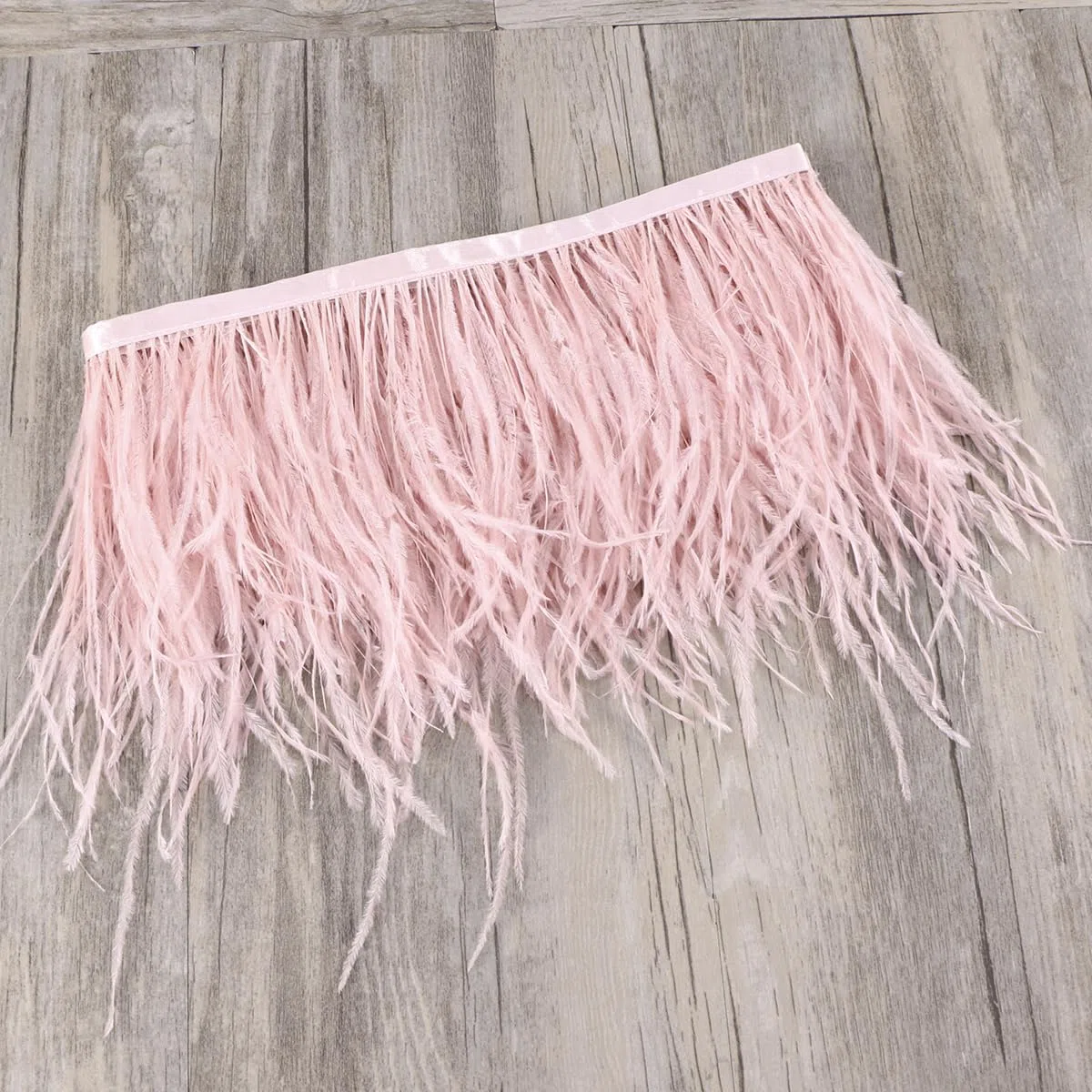 - Fleco de pluma artificial con cinta de raso para vestidos, disfraces y manualidades, 2, color rosa