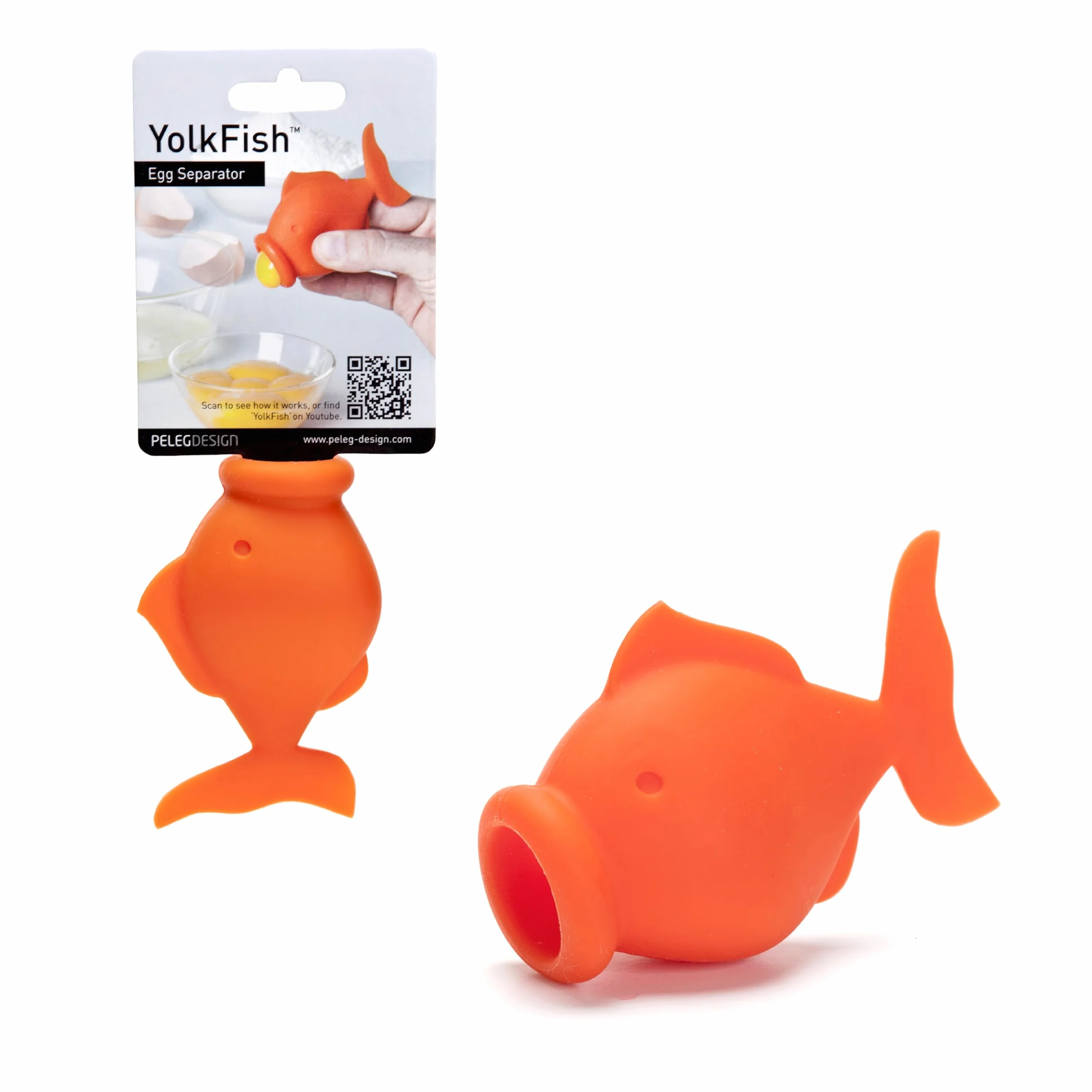 Peleg Design YolkFish – Separador de Huevos Pez, Separador Práctico de Yemas y Claras de Silicona | Herramienta de Cocina | Regalo Navidad Cumpleaños