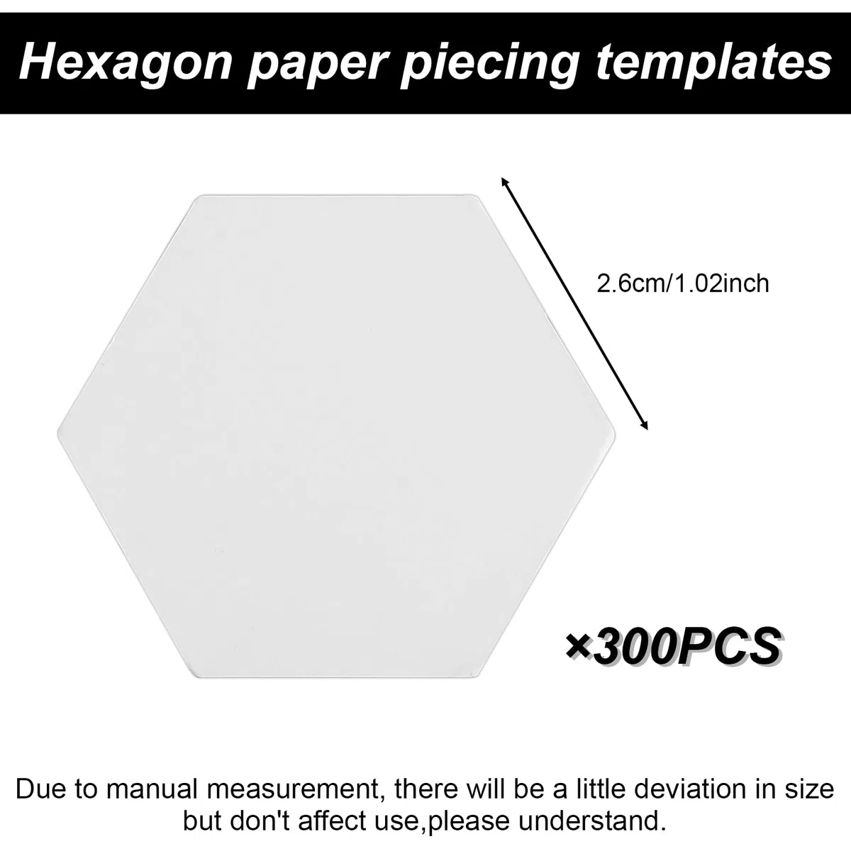 300 piezas de papel para acolchar, plantillas hexagonales de 2,5 cm, costura, patchwork, manualidades, bricolaje