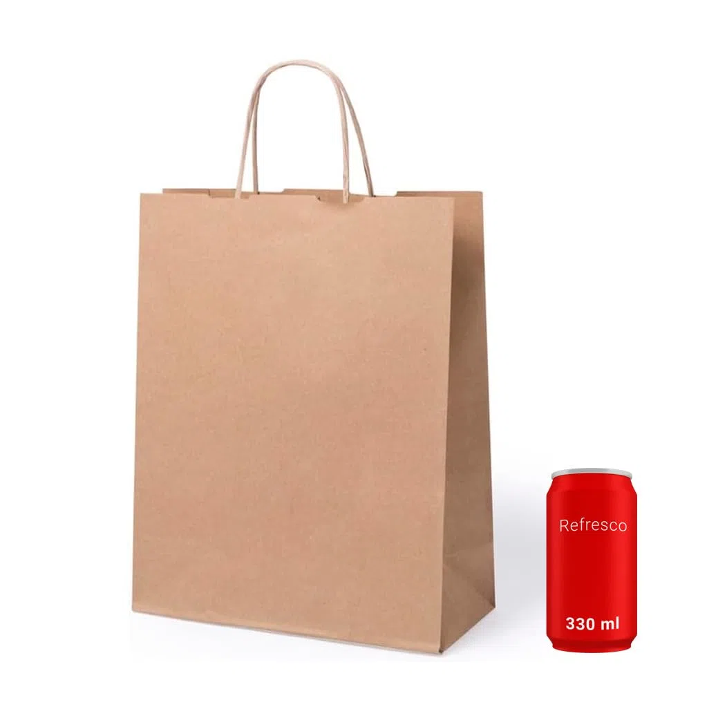 Deliex delicias de Extremadura 40 Bolsas de papel kraft medianas con asas 24 x 32 x 11 cm bolsas para regalos. Bolsas para comercios de papel biodegradable, reutilizables (Marrones)