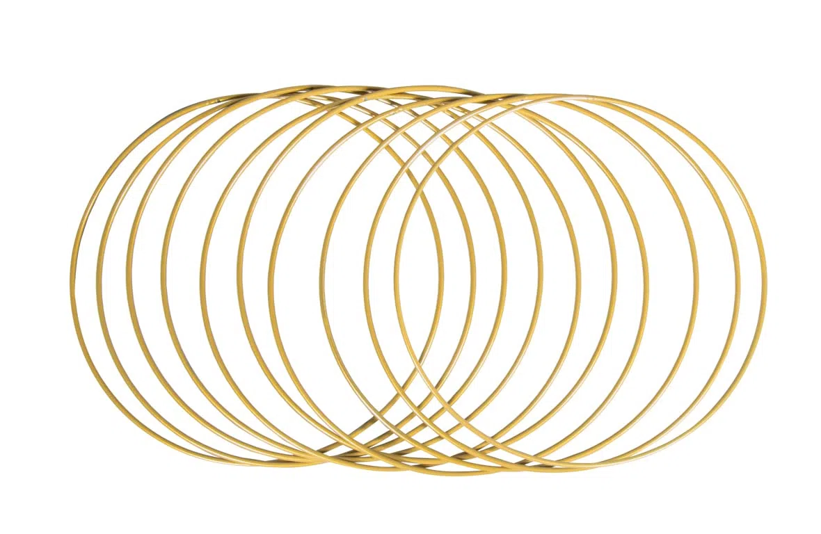 Rayher Pack de 10 aros de metal para manualidades, dorados, 15 cm ø, 3 mm grosor, 25217616