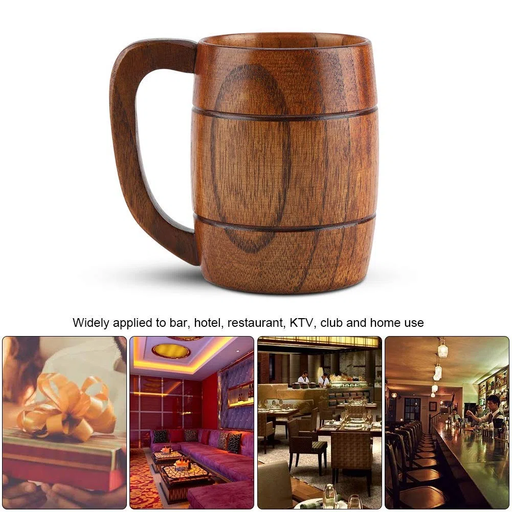 Taza Cerveza Madera, Taza de Café de Madera, Taza de Cerveza de Madera Natural, Jarra de Cerveza Hecha a Mano de Madera Natural para Hombre, para Beber Vino Tinto Café Té Leche, Ideas para Regalos