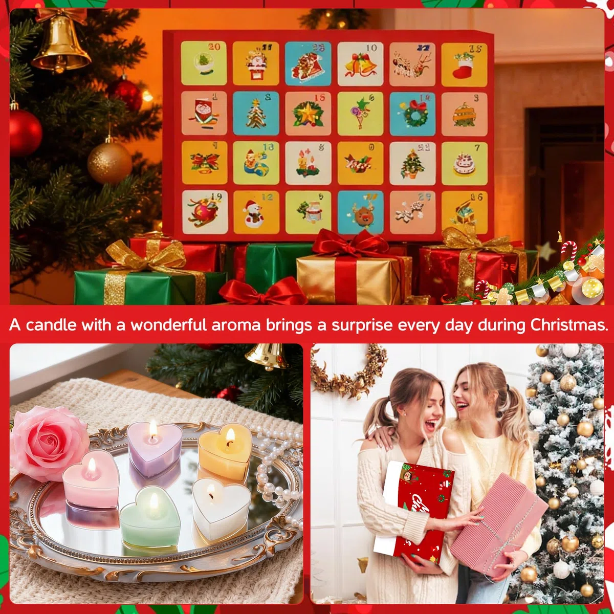 Velas perfumadas calendario de adviento 2025, calendario adviento velas con 24 velas perfumadas diferentes, Mujeres Velas Perfumadas, regalo calendario de Navidad para madres, hijas, hermanas