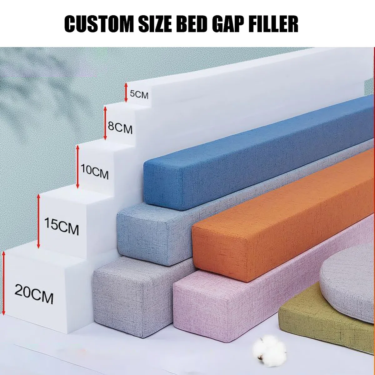 Relleno de Espacio para Cama Larga de Tamaño Personalizado, Relleno para Espacio de Colchón King para Cabecera, Relleno de Extensor de Colchón para Cama Doble Queen Doble,Personalise,Custom Size