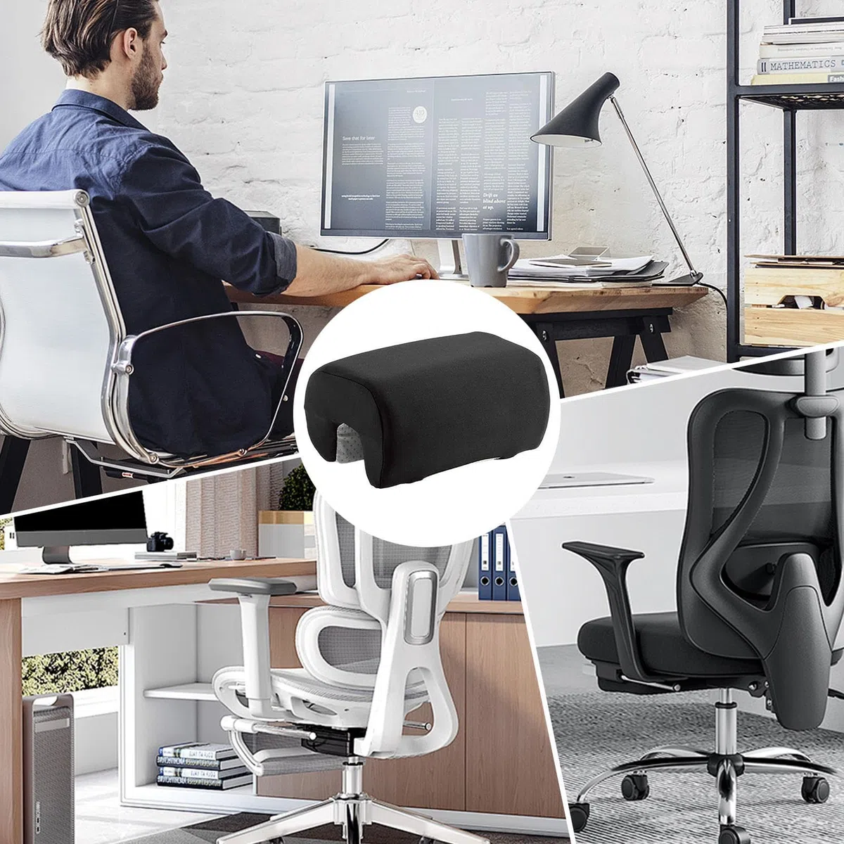 Cojines para reposabrazos de silla, cojín para codos, de espuma, cojín para el descanso del codo, cojín lavable para reposabrazos de escritorio, cubre reposabrazos para silla elevada para sillas