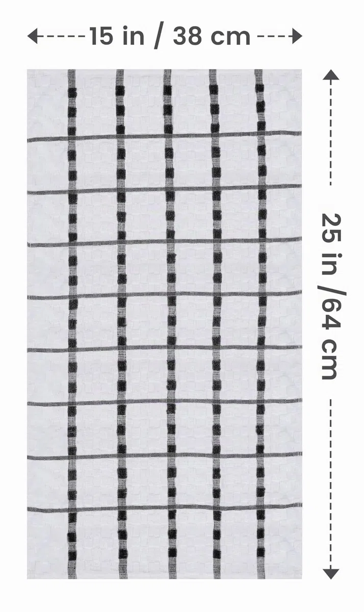 Utopia Towels Toallas de Cocina, 38 x 64 cm, 100% algodón Hilado en Anillo, Toallas de Plato súper Suaves y absorbentes, Toallas de té y Toallas de Barra, (Paquete de 12) (Negro Y Blanco)