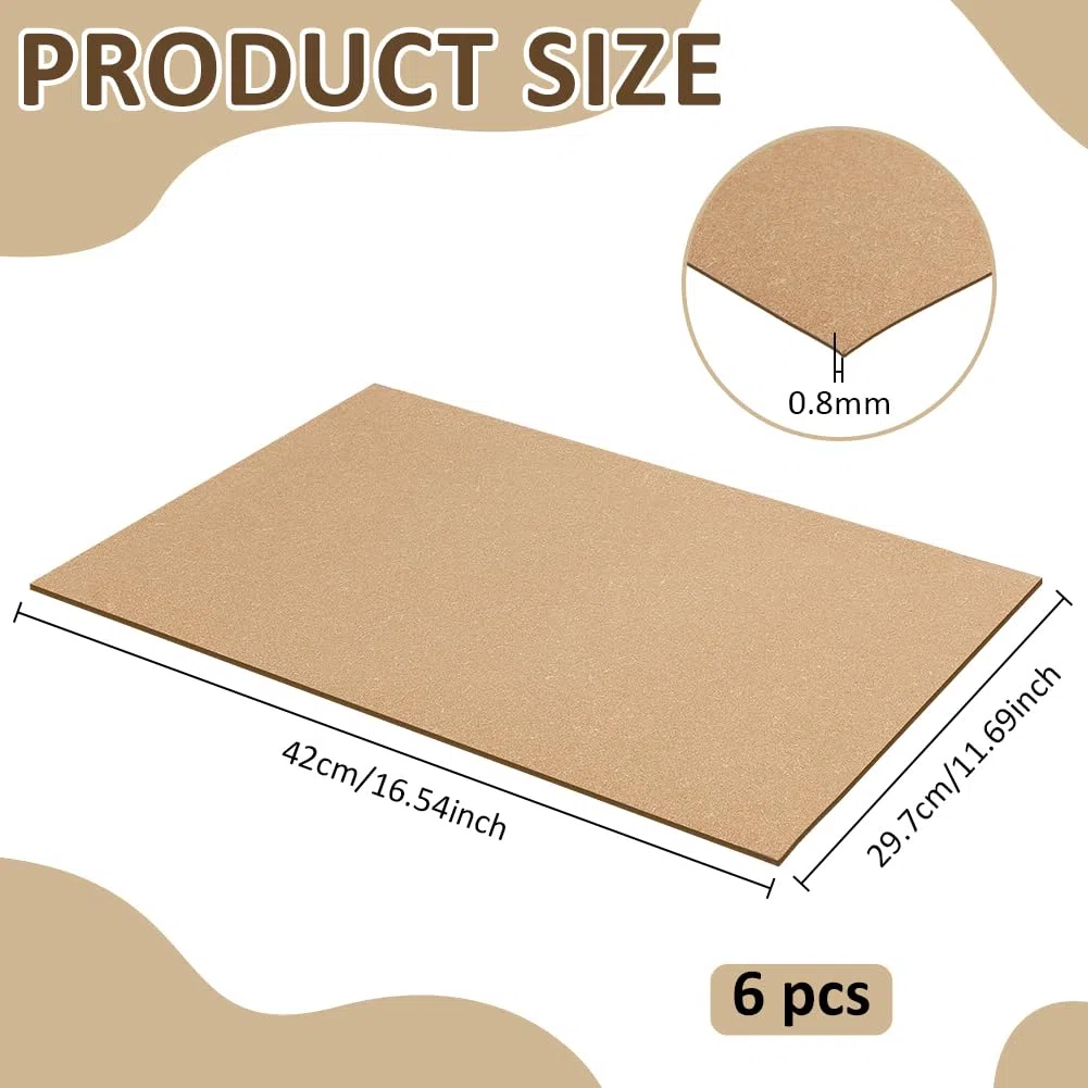 BENECREAT - Juego de 6 hojas de refuerzo de piel, 420 x 297 mm, espesador de bolsa de 0,8 mm de grosor, color Tan, inserto de fondo para bolso, mochila forros, bricolaje y muebles