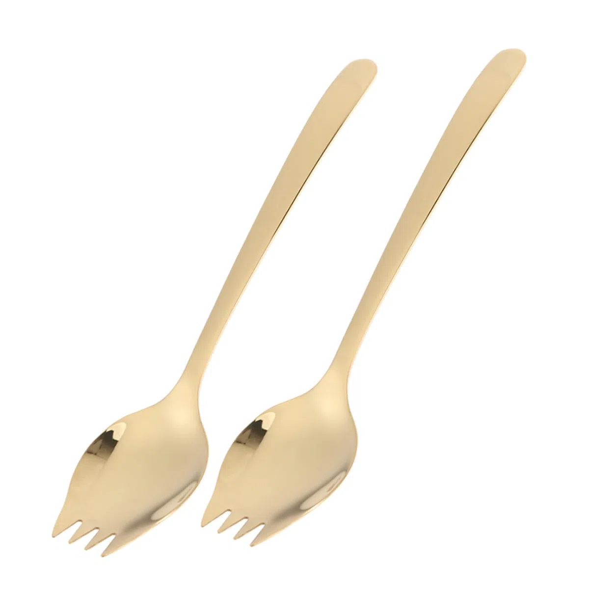 ABOOFAN 4 Piezas Vajilla de doble acero inoxidable horquilla de helado tenedores de acero inoxidable de cocina spork horquilla de sopa para lavavajillas Dorado