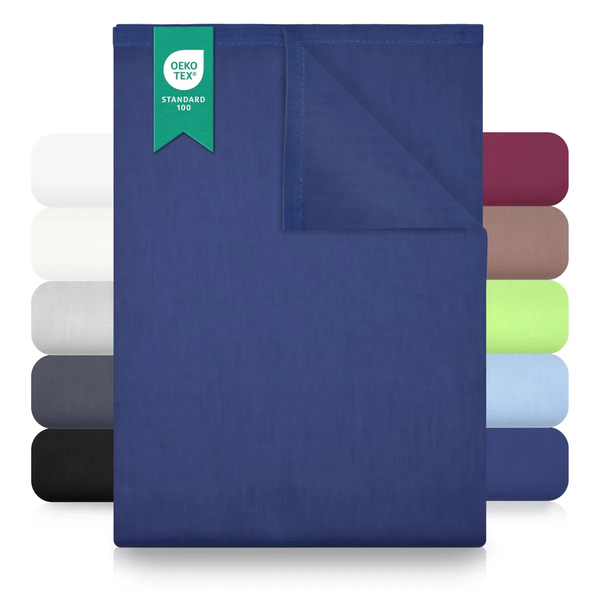 GREEN MARK Textilien sábana Plana 100% algodón – Sábana clásica sin elástico, Suave para la Piel, fácil de cuidar, Lavable a Alta Temperatura – Azul Marino – 150x250 cm