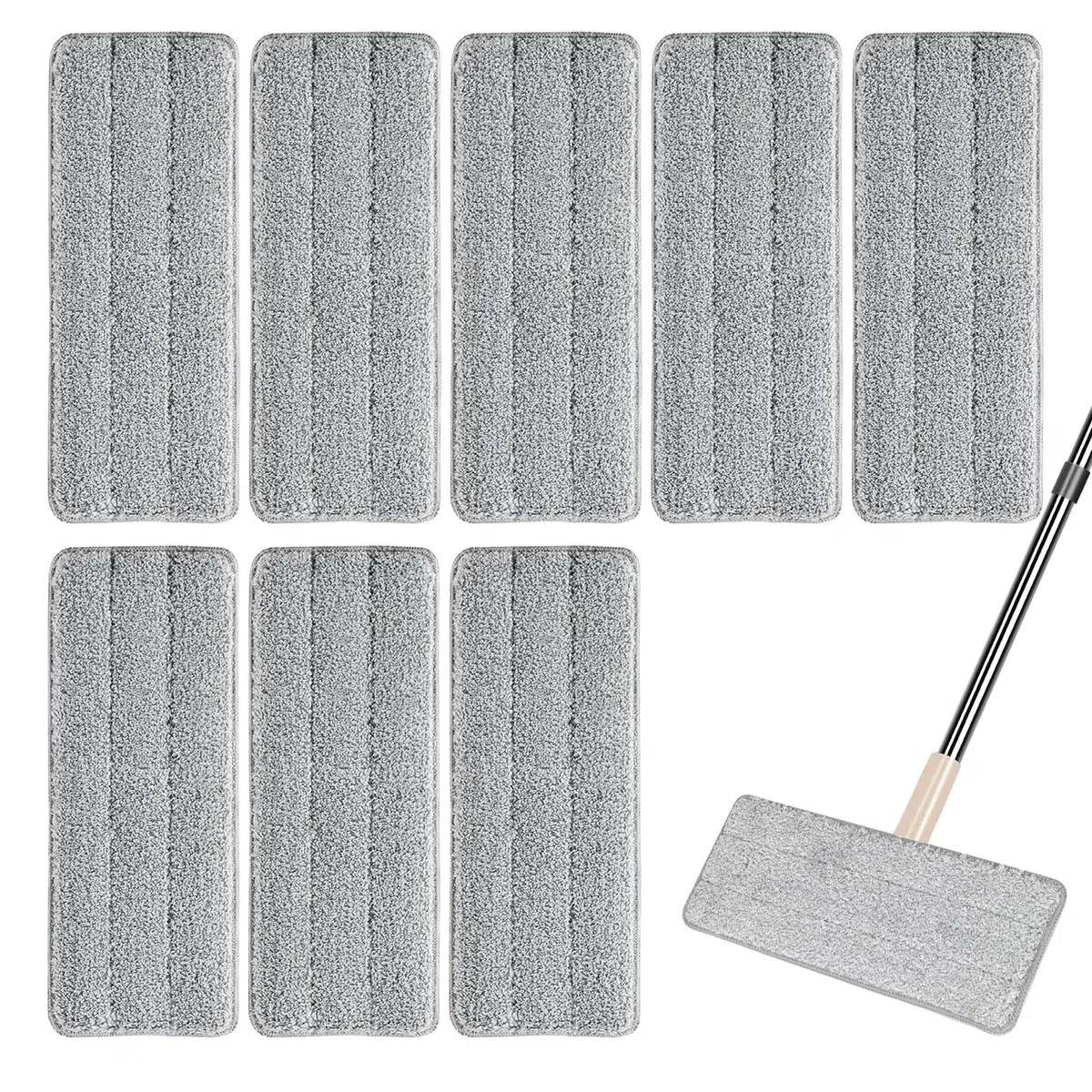 8 Piezas Mopa de Microfibra Cabecera de Repuesto, Recambio Microfibra Mopa Escoba, Almohadillas De Fregona Lavables, para el Hogar, Oficina, Madera Dura, Mármol, Azulejo
