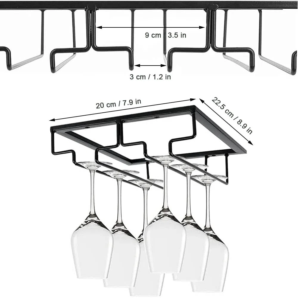 DDGG 2 Piezas Soporte para Copas de Vino de Metal, Estante Colgante para Copas, Soporte para Colgar Copas de Vino, Soporte de Acero para Colgar Copas en la Cocina, para Cocina, Bar o Restaurante