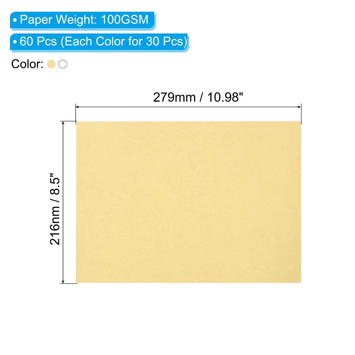 PATIKIL 60 Hojas De Papel Vitela 8.5x11 Pulgadas Papel Translúcido Imprimible 100GSM De Colores Para Invitaciones Impresión Laser InkJet Fabricación De Tarjetas Calco Beige Dorado/Blanco