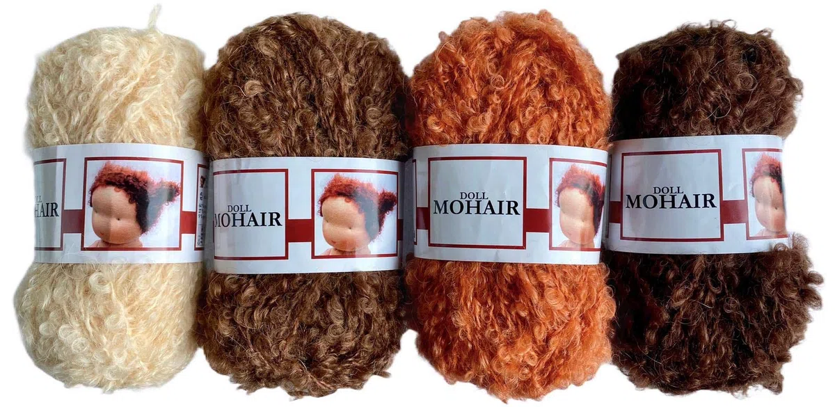 De witte Engel Muñeca Pelo Mohair Blouclé Hilo para waldorf Steiner Dolls 50 gr (marrón claro)