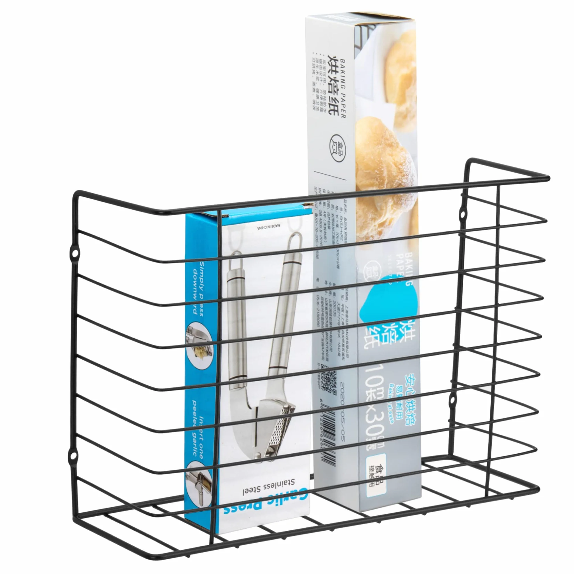 QIWODE Organizador Puerta Pared, Estante Pared Alambres, Cesta Almacenaje para Cocina, Armario Puerta, Despensa, Baño, Adhesivo y Taladrar Montaje, Negra