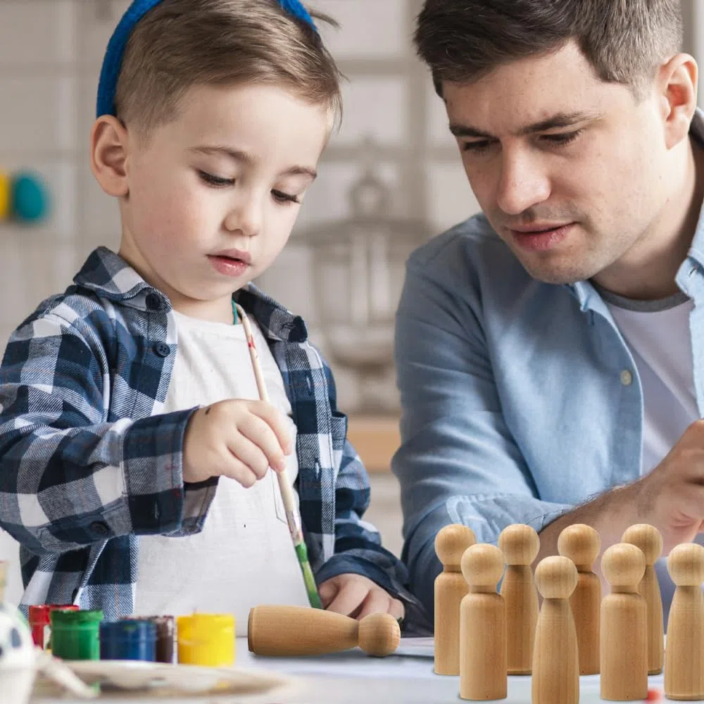 Figuras Madera para Pintar 75 mm 20 Piezas Muñecas de Madera Natural Figuras Clavijas de Madera Sin Terminar Personas Madera Hombre Mujer Niño Niña para DIY Manualidades Decoración