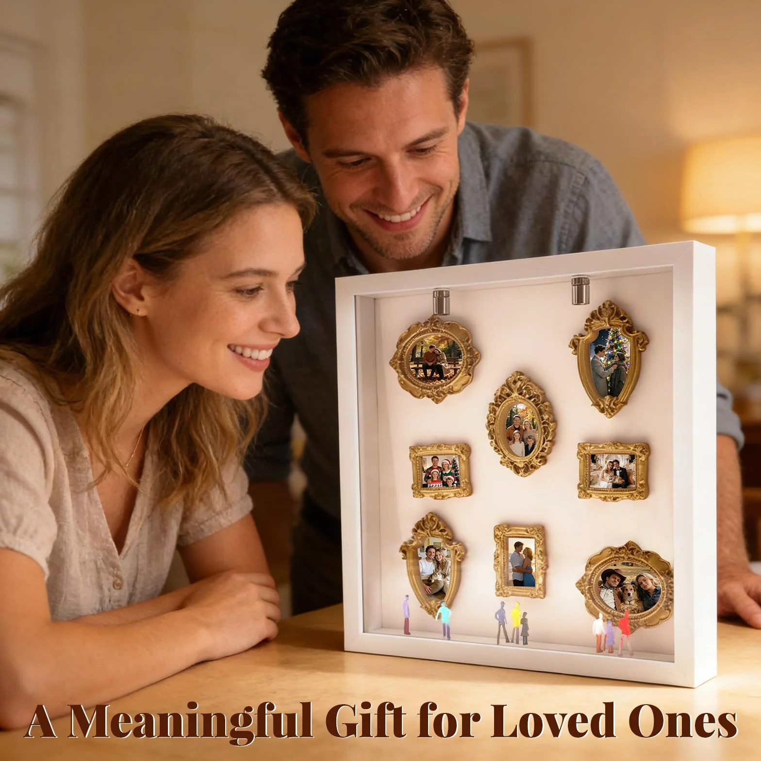 Yizhet Scatola Porta Oggetti per Ricordi, Kit FAI da Te Museo in Miniatura con Luci LED e Figure in Resina, Cornice Decorativa da Parete per Camera da Letto, Soggiorno, Idee Regalo Anniversario