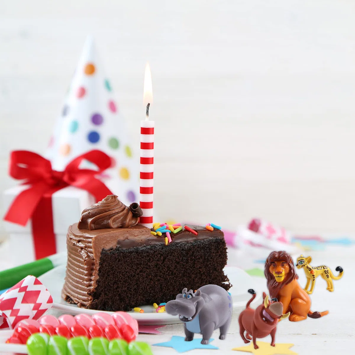 12 Piezas León Figure, León Figuras de Pasteles, Niño Cake Toppers, King Toppers Tartas, Niño Pastel Decoración Suministros para Fiesta