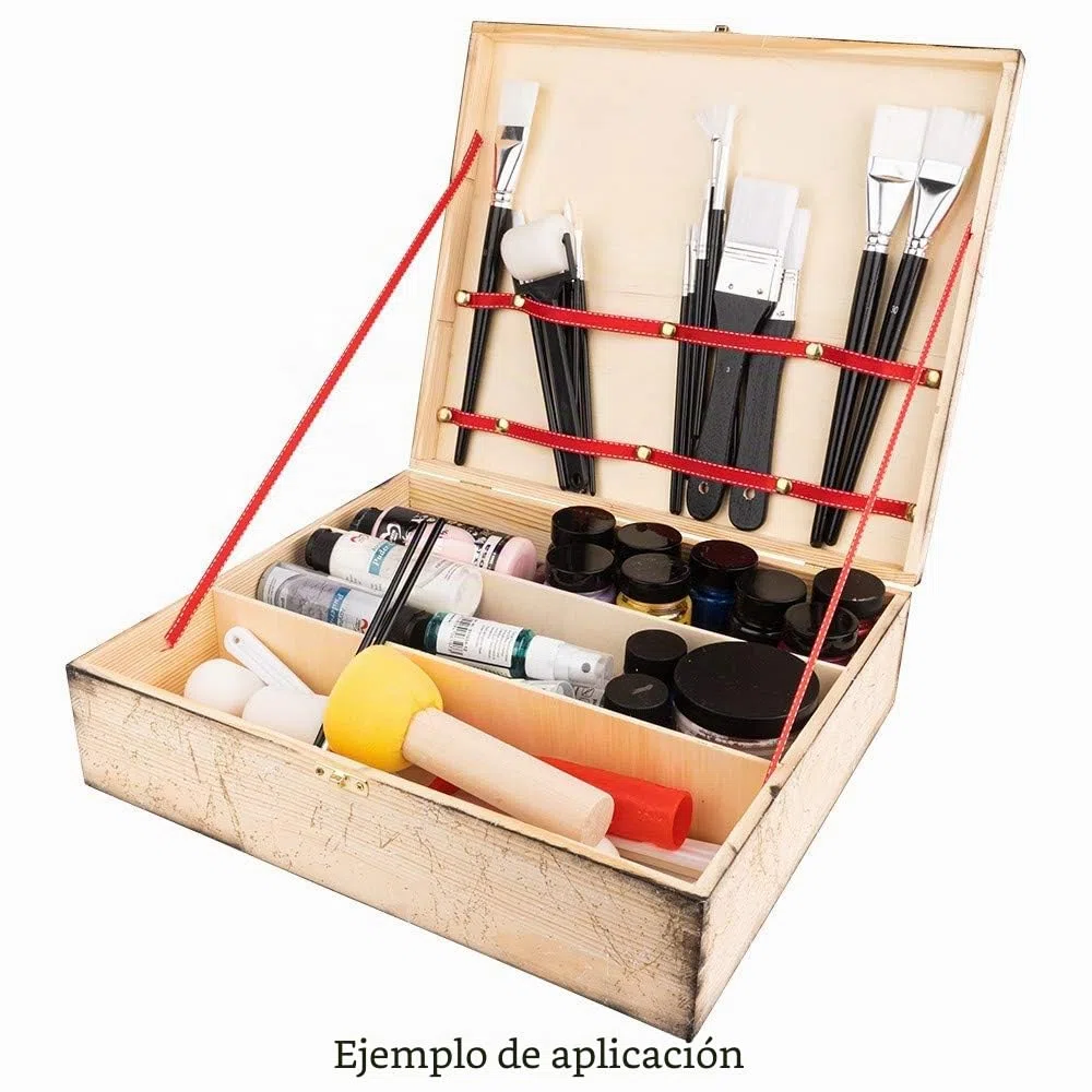 Caja de vino de madera con tapa, 3 compartimentos interiores, 35 x 30 x 10 cm, con cierre de metal dorado, ideal para manualidades y pintura, caja de madera DIY