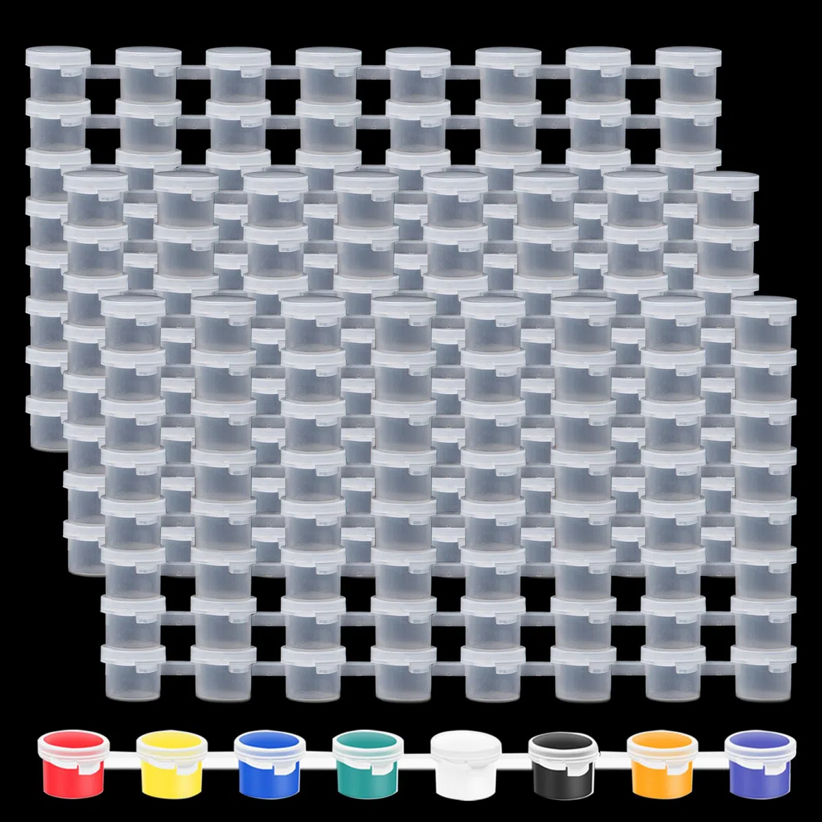 200 Botes de Pintura Vacíos 5ml 25 Tiras Almacenamiento Pintura de Plástico Mini Recipientes de Pintura Vacio con Tapa para Aulas Escuelas Pintura y DIY Manualidades