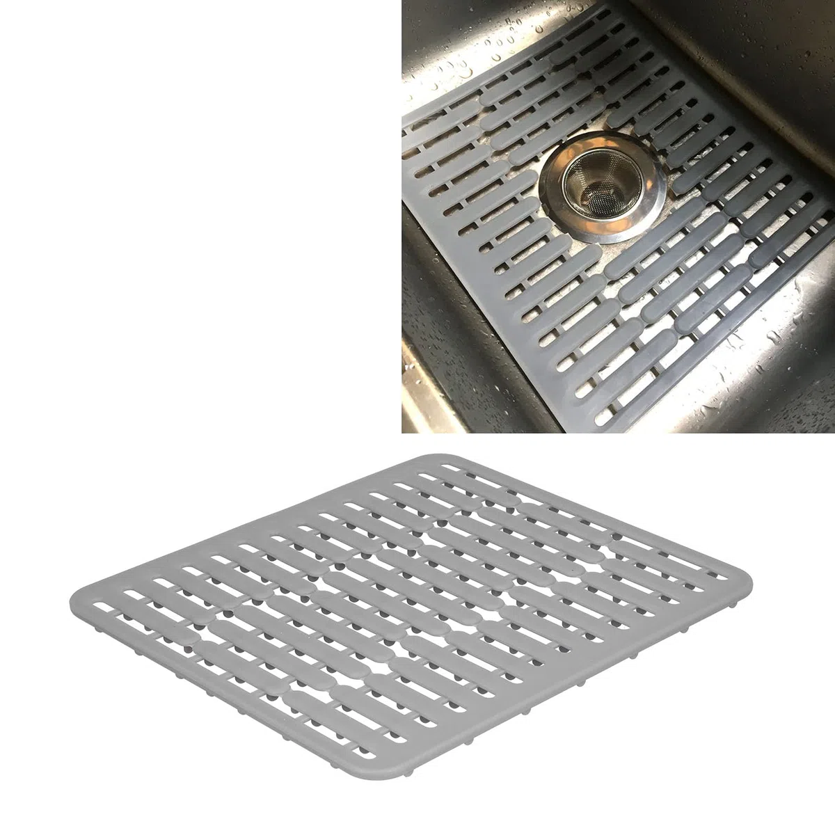 Alfombrilla para fregadero, alfombrilla para secar platos, alfombrilla para drenaje de cocina de silicona multiusos, Protector de almohadilla resistente al calor y antideslizante(1#)