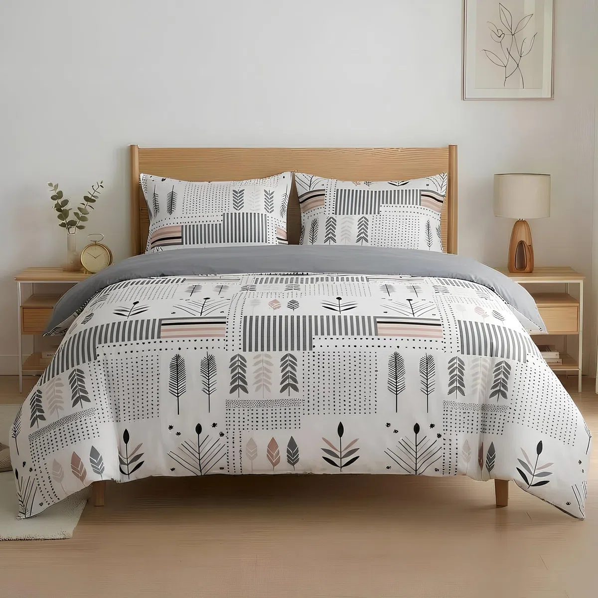 Etrexonline Juego de Funda Nórdica 3 Piezas Cama 135 Microfibra Suave Transpirable - 1 Funda Edredón 220x220 cm y 2 Fundas de Almohada 50x70 cm (Geometricas)