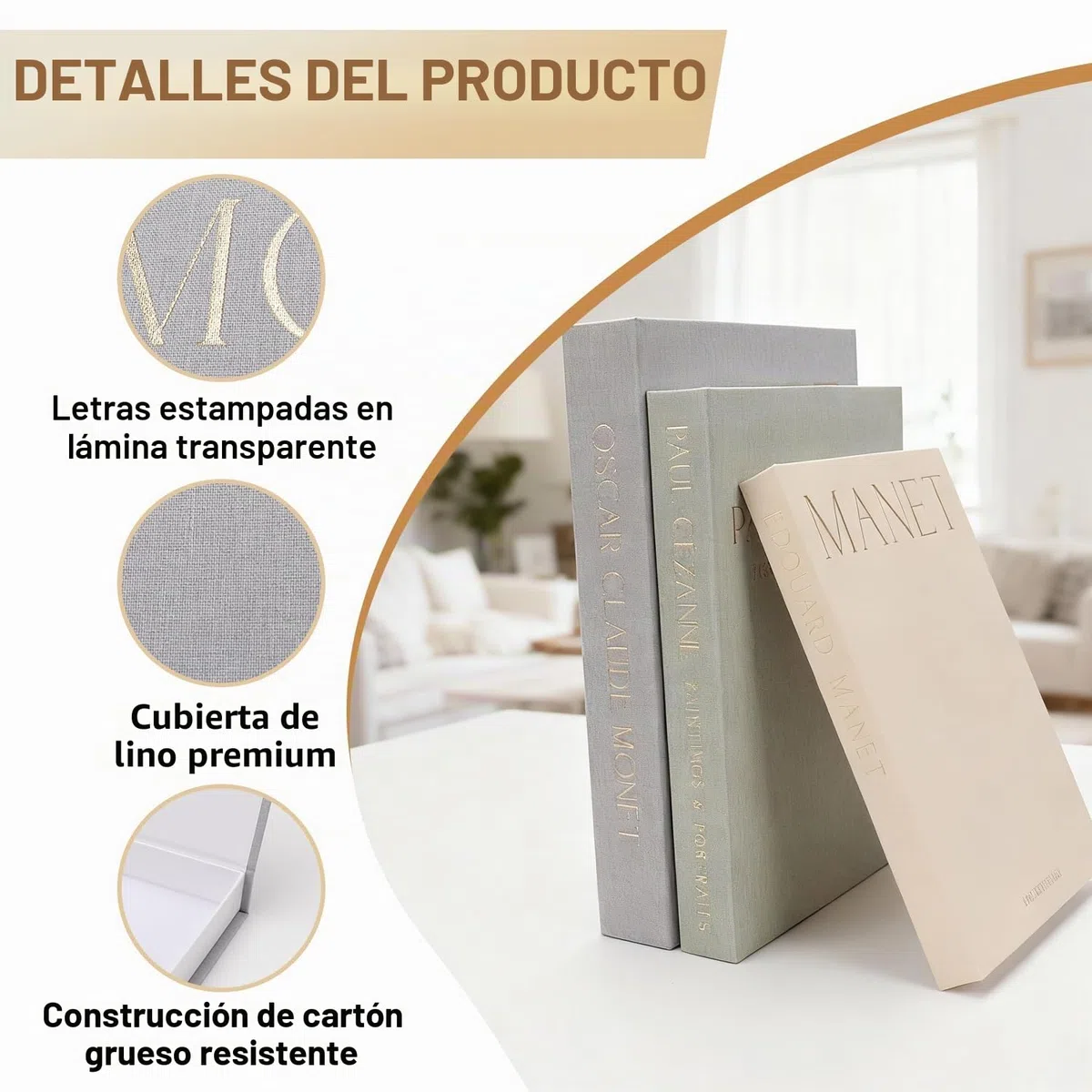 3 piezas de libros decorativos para decoración del hogar, libros decorativos de lino, caja de libros decorativos falsos, exhibición de libros con cierre magnético para mesas de centro