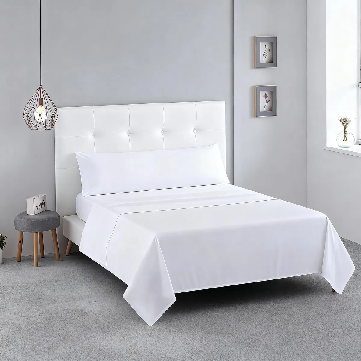 SABANALIA - Juego de Sabanas 90x190 de Hostelería | Blanco | 3 Piezas | Sábana Encimera, Sábana Bajera Ajustable y Funda Almohada | Cama 90x190 | 50% Algodón - 50% Poliéster