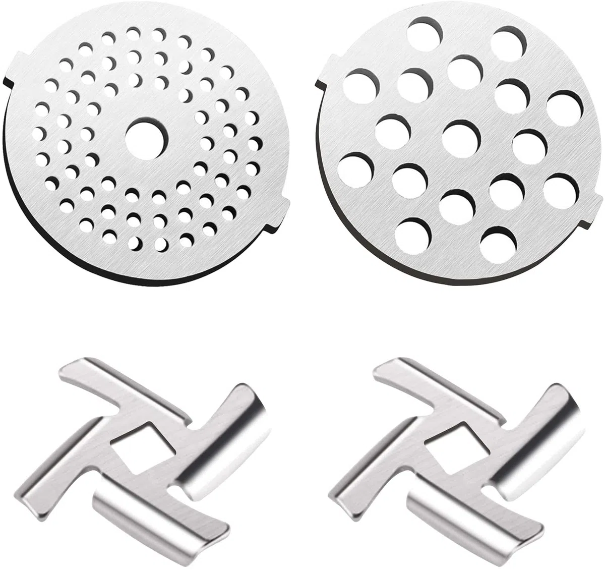 SHEAWA - Kit de recambio para picadora de carne eléctrica, 2 piezas de cuchilla de picadora de carne, 2 placas de molienda 5 # 7 #