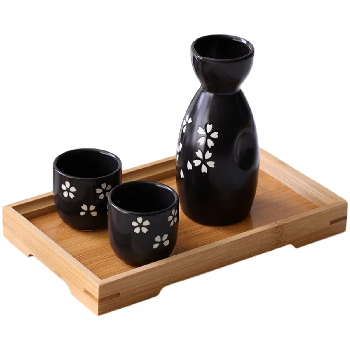 5 Piezas Juego de Sake Tradicional Japonés de, Juego de Sake de Cerámica, Se Puede Usar en Bistrós, Restaurantes, Reuniones Personales o como Obsequio（Negro）