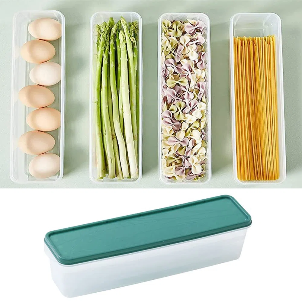2 Piezas Espaguetis Envases de Fideos, Caja de Almacenamiento de Alimentos, Recipientes para Alimentos, Contenedores de Fideos con Tapas para Almacenar Pasta, Cereales y Alimentos Secos (Verde)