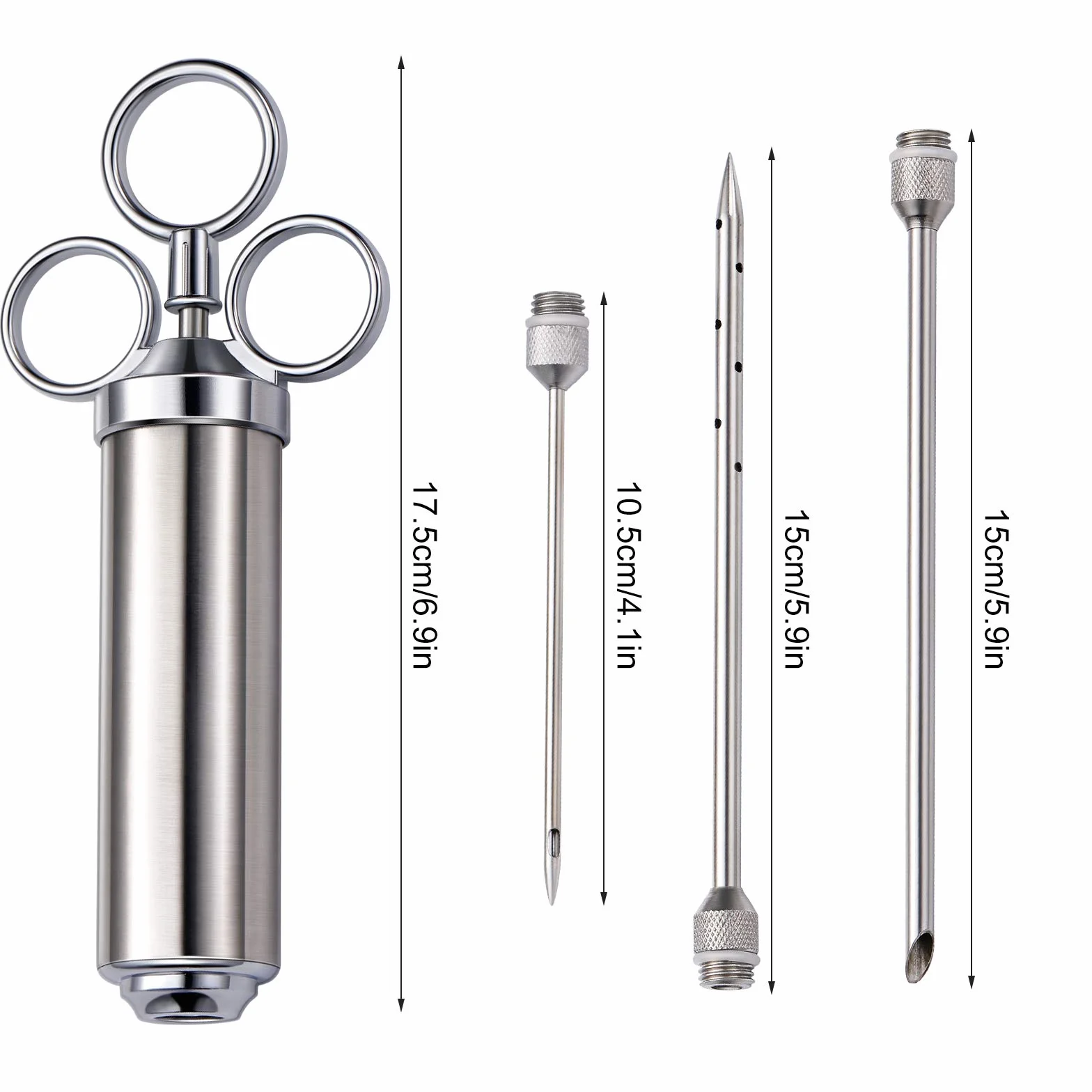 EXTSUD Jeringa de Cocina para Marinar 60 ml Inyector de Salsas de Acero Inoxidable con 3 Agujas, Idea para Marinar, Rellenar Carne, Barbacoa etc