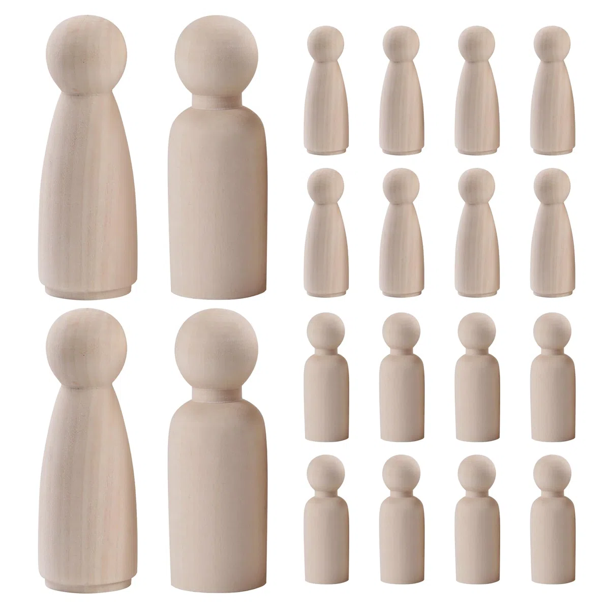 OMJMYY 20 Piezas Muñecas de Madera Con Clavijas Sin Terminar para Pintar - Pequeñas Clavijas de Madera para Manualidades DIY, Boda, Cumpleaños, Decoración (65 mm)