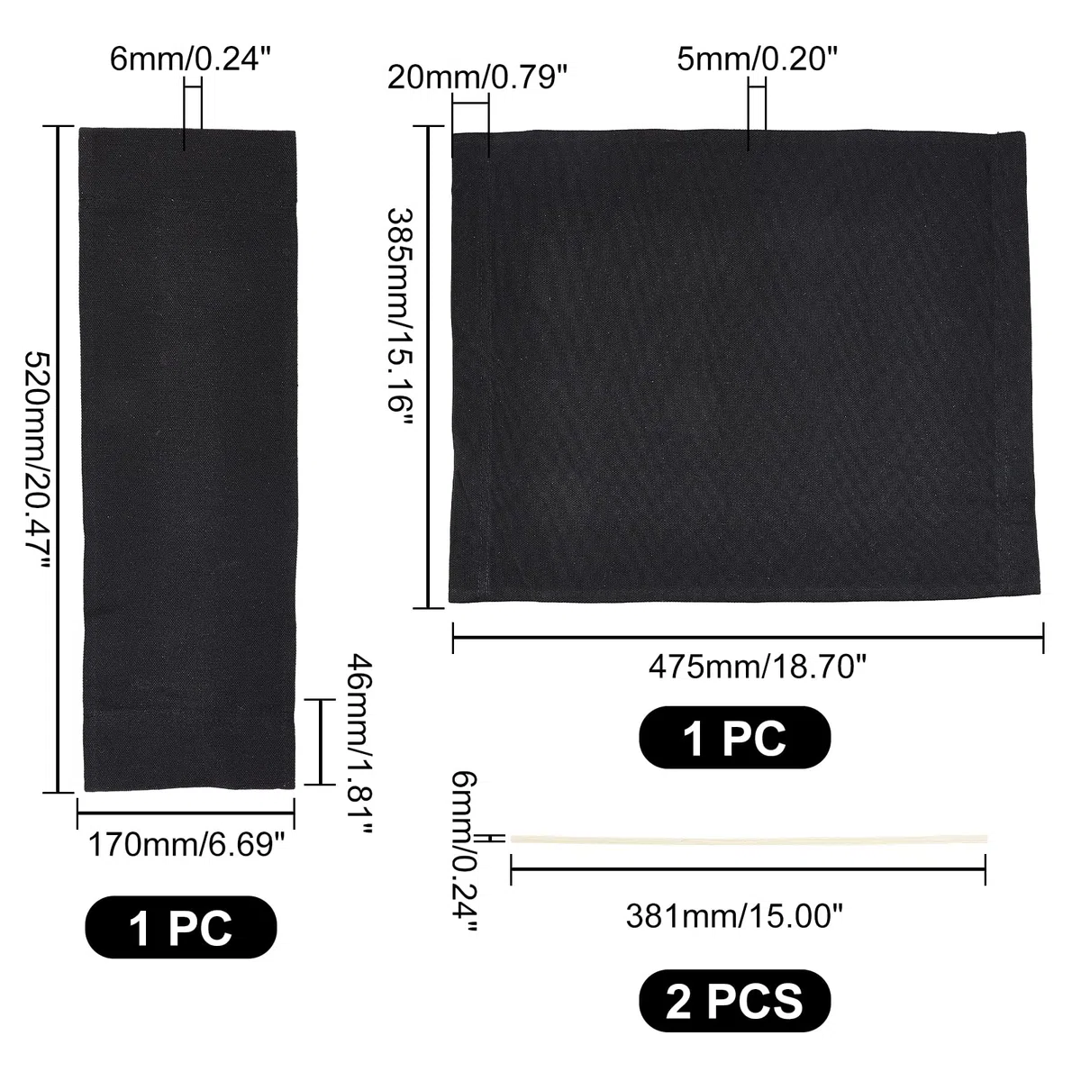 AHANDMAKER 1 juego de funda para sillas de director/maquillaje, color negro, asiento y respaldo de lona, fácil de limpiar, 18,3 x 39,1 cm