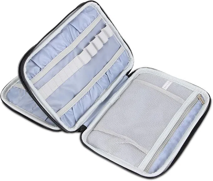 Damero Crochet Hook Case, Bolsa de Viaje Organizador para Ganchillos Swing, Ganchos de Aluminio, Agujas y Accesorios, Punto Gris