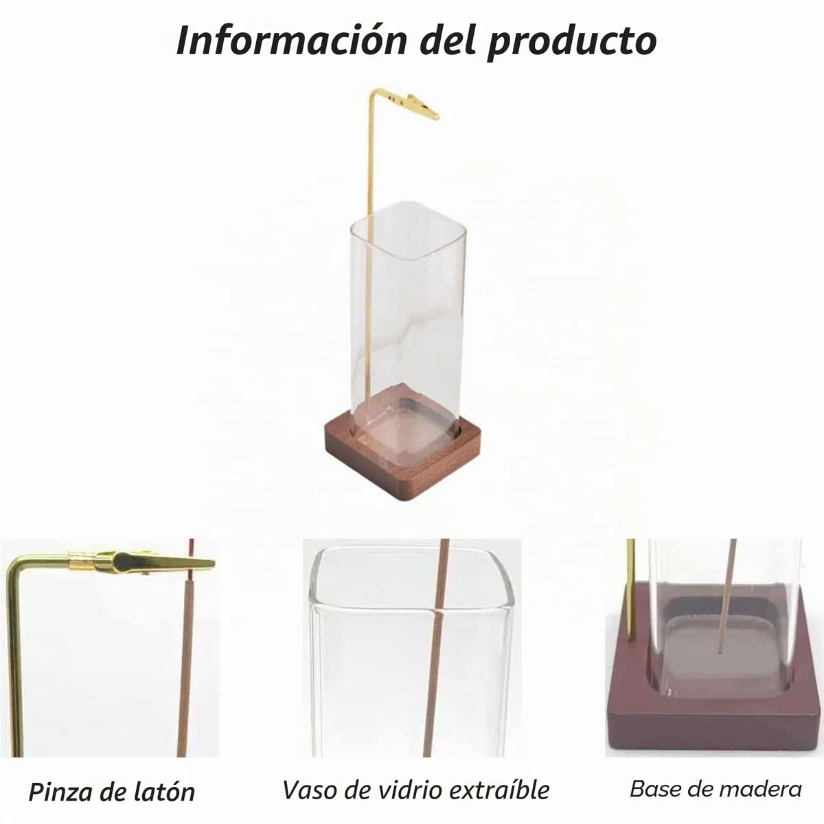 Quemador de incienso, soporte de incienso de madera para atrapa cenizas, quemador de incienso invertido para oficina en casa, yoga, meditación, Zen