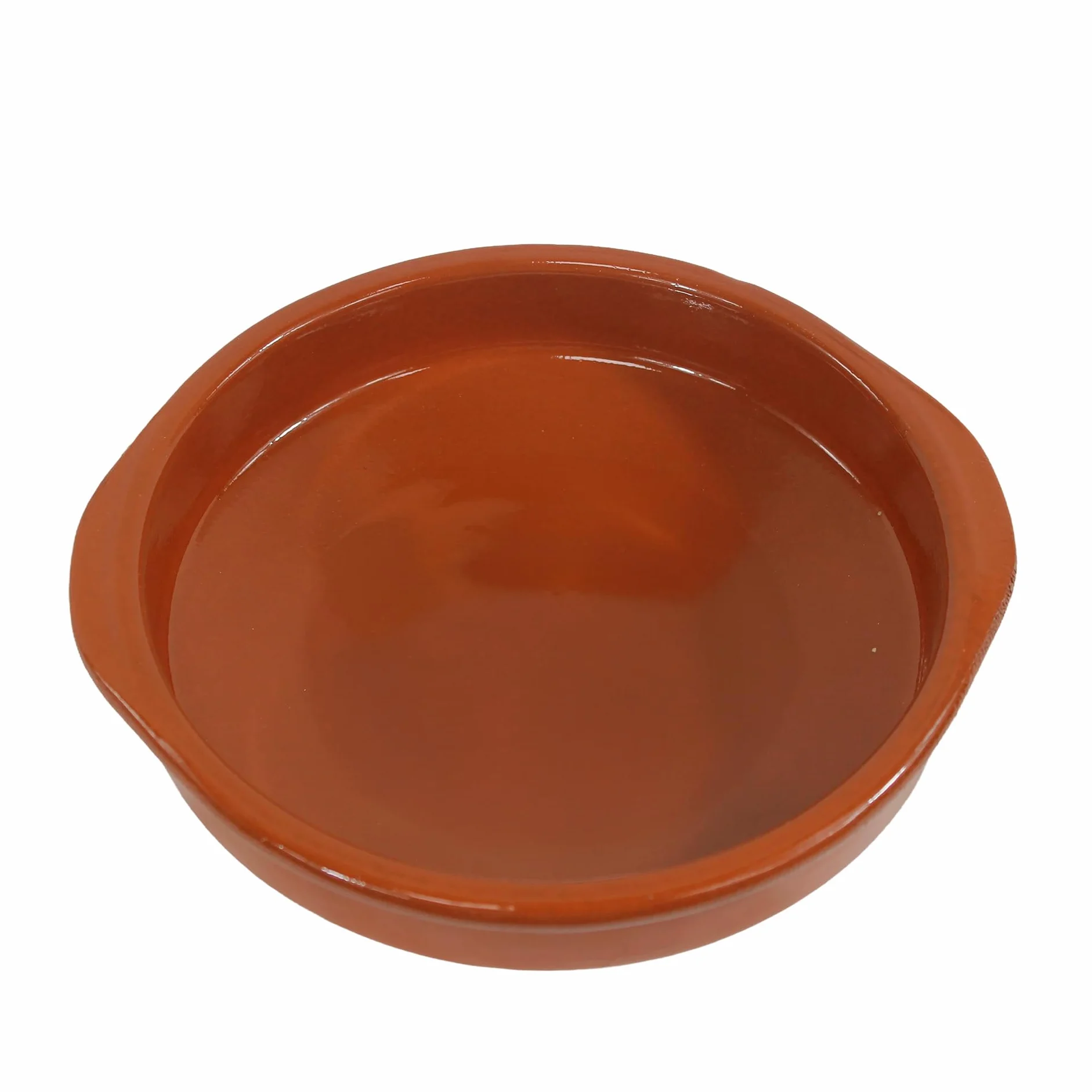 Fackelmann Cazuela de Barro Tradicional, Cazuela de Cerámica Rústica, Apta para Cocina de Gas y Eléctrica, Microondas y Horno, Color Natural, 36 cm Diámetro, Borde 7 cm, 1 ud.