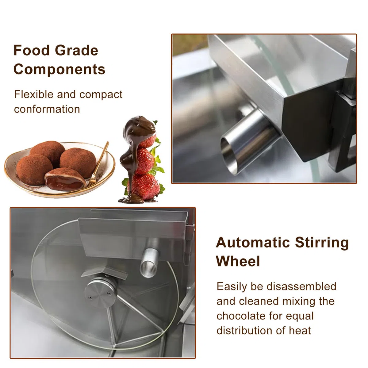 Máquina de templado de rueda de chocolate, Máquina mezcladora de fusión eléctrica comercial, Calentador de alimentos de acero inoxidable, Máquina dosificadora de chocolate caliente ( 220V)
