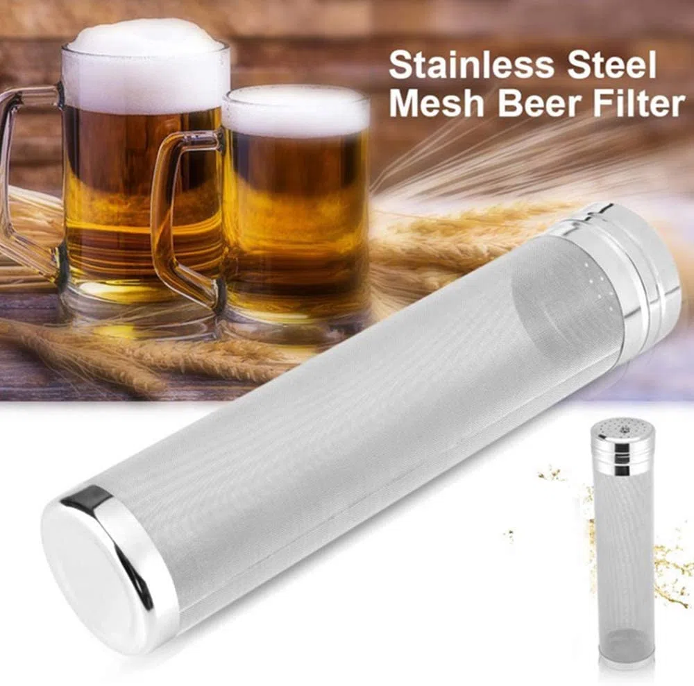 Filtro de Cerveza Homebrew, Filtro de Cerveza de Cartucho, Malla de 300 micrones Cerveza casera Cerveza Filtro, Acero Inoxidable Filtro de Tolva para Vino de Cerveza, para Cerveza de Vino(29 x 7 cm)