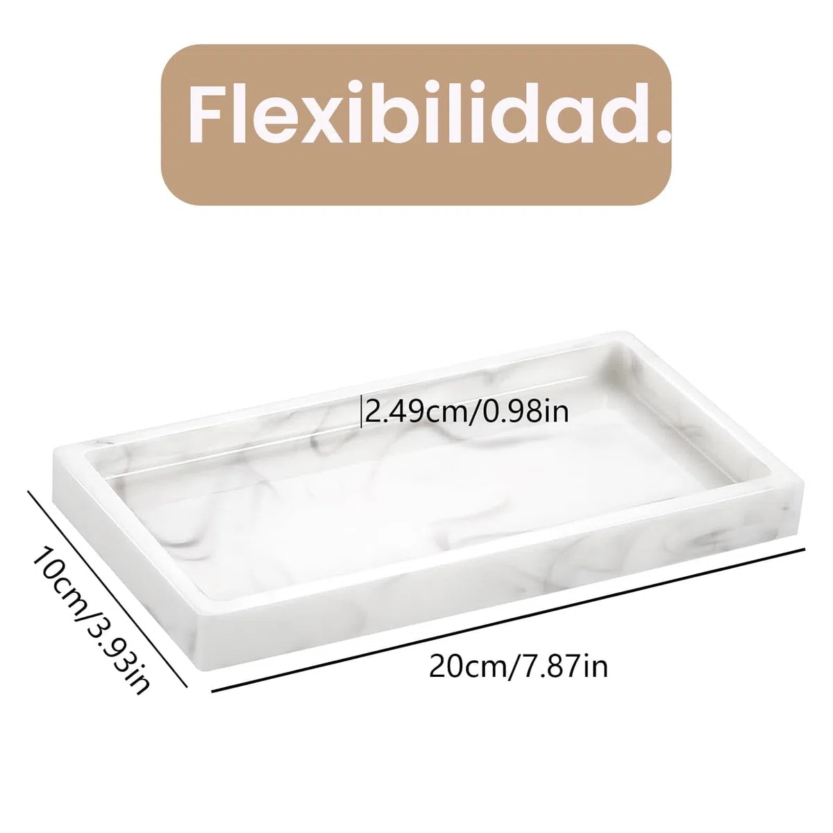 2 Piezas Bandeja de baño de Silicona - Elegante Efecto mármol, 20 x 10 cm Bandeja Rectangular, Bonita y fácil de Limpiar